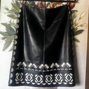 Tory Burch Leather Midi Skirt
